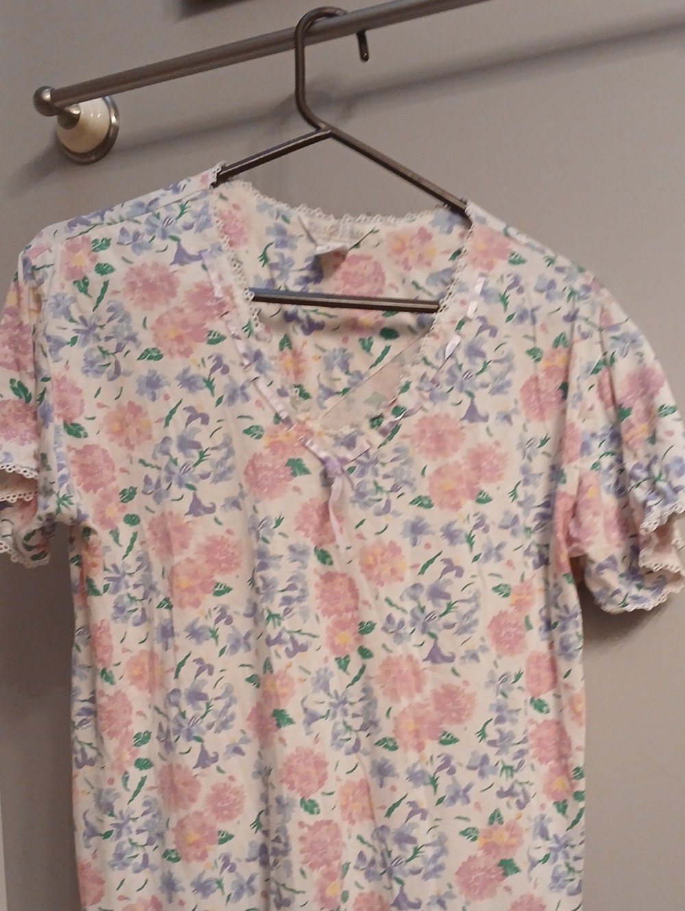Floral V-Neck Sleep Tunic — Pink & Purple